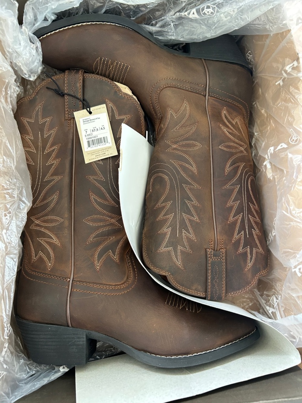 Ariat Heritage R Toe Western Brown Leather Slant Heel Traditional Cowgirl Boot - Picture 8 of 8